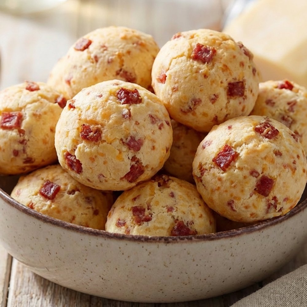 Chipás de salame con trozos visibles de salame en la masa